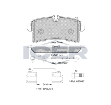Sada brzdových destiček, kotoučová brzda ICER 182159