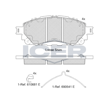 Sada brzdových destiček, kotoučová brzda ICER 182296