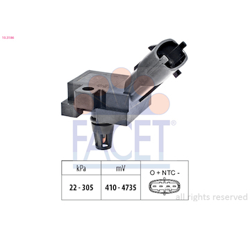 Senzor, tlak výfukového plynu FACET 10.3186