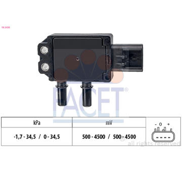 Senzor, tlak výfukového plynu FACET 10.3435
