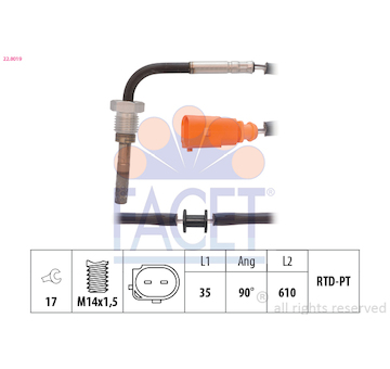 Cidlo, teplota vyfukovych plynu FACET 22.0019