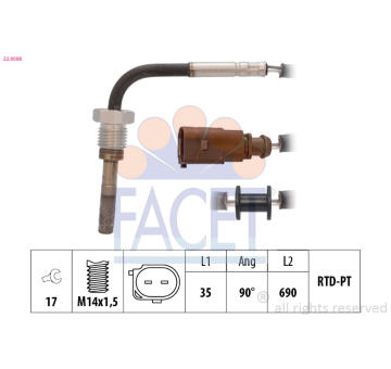 Cidlo, teplota vyfukovych plynu FACET 22.0098