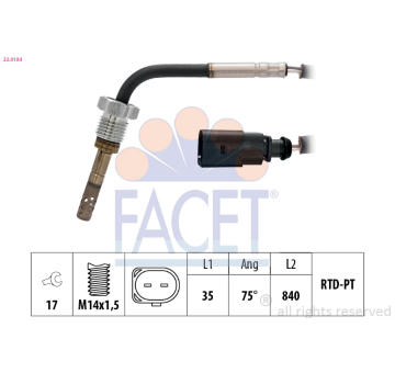 Čidlo, teplota výfukových plynů FACET 22.0184