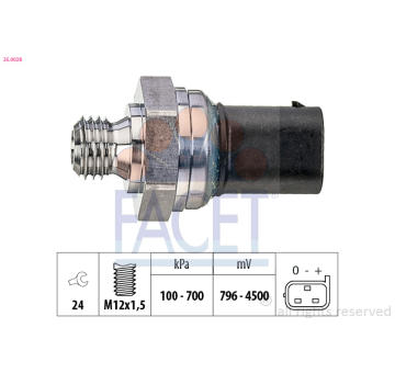 Senzor, tlak vyfuk.plynu FACET 25.0028