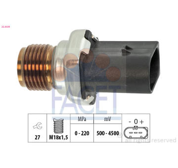 Snímač, tlak paliva FACET 25.0039