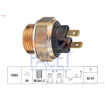 Teplotní spínač, větrák chladiče FACET 7.5004