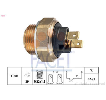 Teplotní spínač, větrák chladiče FACET 7.5007