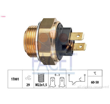 Teplotní spínač, větrák chladiče FACET 7.5034