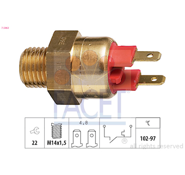 Teplotní spínač, větrák chladiče FACET 7.5063