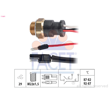 Teplotní spínač, větrák chladiče FACET 7.5601