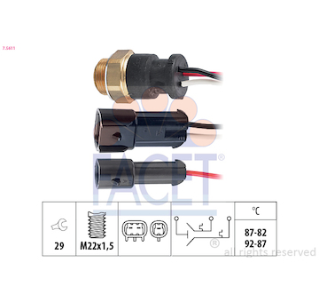 Teplotní spínač, větrák chladiče FACET 7.5611
