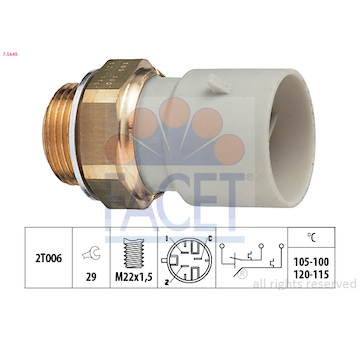 Teplotní spínač, větrák chladiče FACET 7.5649