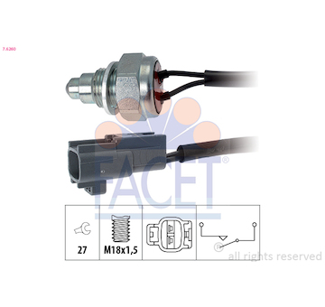 Spínač, světlo zpátečky FACET 7.6260