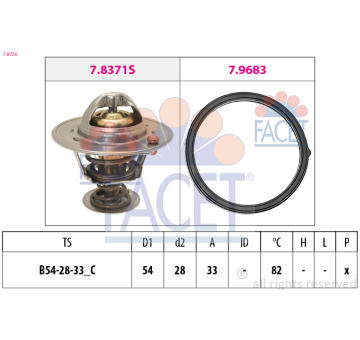 Termostat, chladivo FACET 7.8726