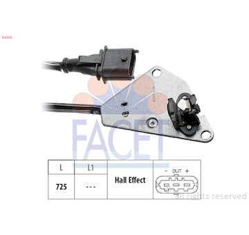 Snímač, poloha vačkového hřídele FACET 9.0210