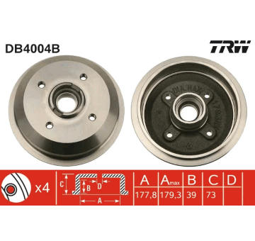 Brzdový buben TRW DB4004B