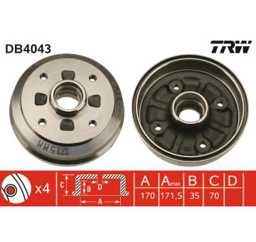 Brzdový buben TRW DB4043