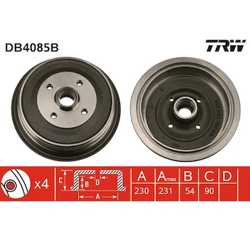 Brzdový buben TRW DB4085B