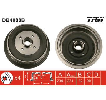 Brzdový buben TRW DB4088B