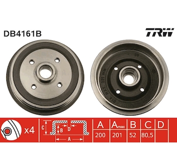 Brzdový buben TRW DB4161B