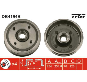 Brzdový buben TRW DB4194B