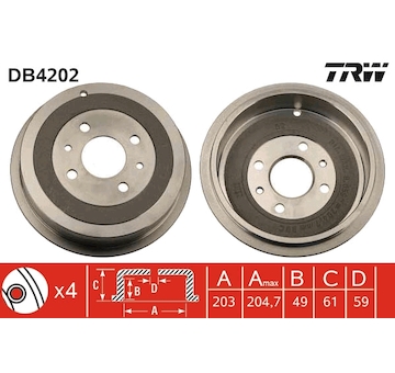 Brzdový buben TRW DB4202