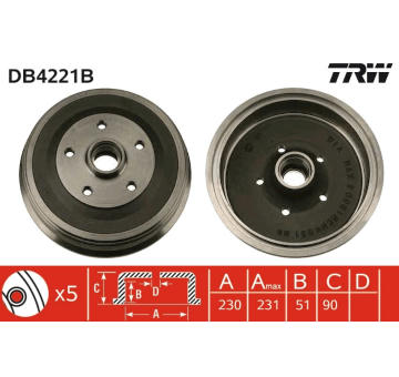 Brzdový buben TRW DB4221B