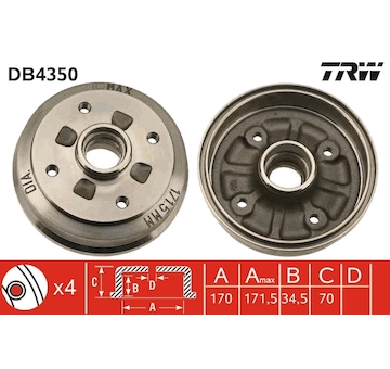 Brzdový buben TRW DB4350