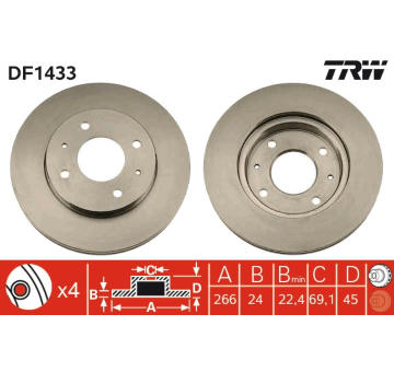 Brzdový kotouč TRW DF1433