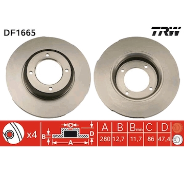 Brzdový kotouč TRW DF1665