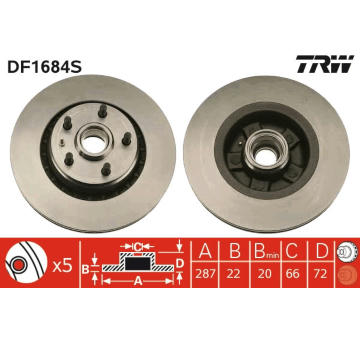 Brzdový kotúč TRW DF1684S