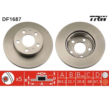 Brzdový kotouč TRW DF1687