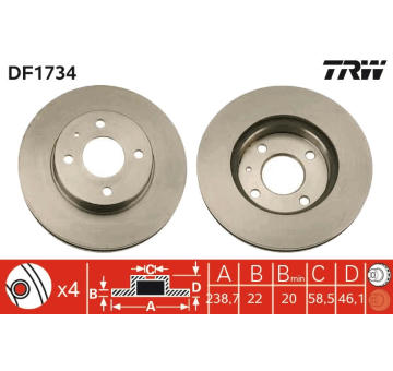 Brzdový kotouč TRW DF1734