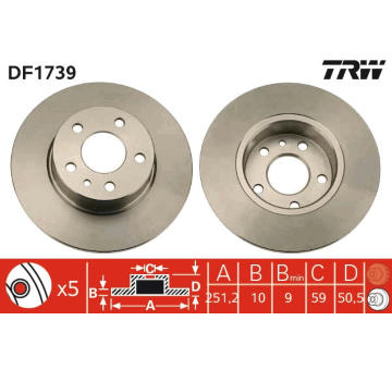 Brzdový kotouč TRW DF1739