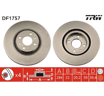 Brzdový kotouč TRW DF1757