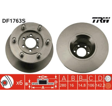 Brzdový kotouč TRW DF1763S