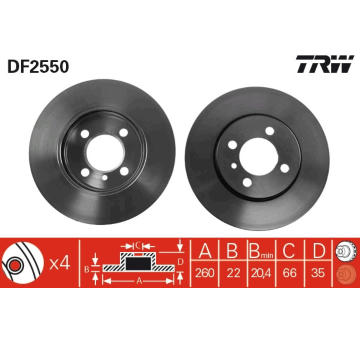 Brzdový kotouč TRW DF2550