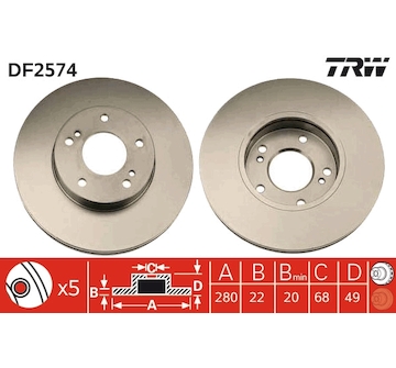 Brzdový kotouč TRW DF2574