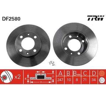 Brzdový kotouč TRW DF2580