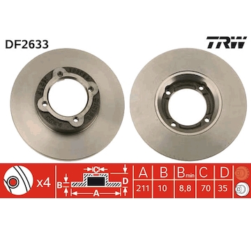 Brzdový kotouč TRW DF2633