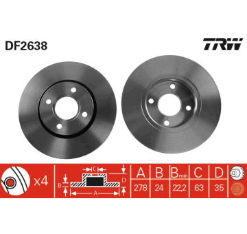 Brzdový kotouč TRW DF2638