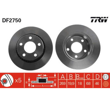 Brzdový kotouč TRW DF2750