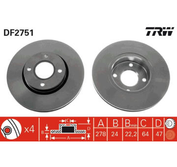 Brzdový kotouč TRW DF2751