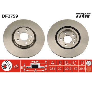 Brzdový kotouč TRW DF2759