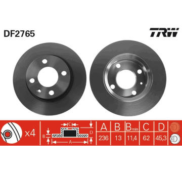 Brzdový kotouč TRW DF2765