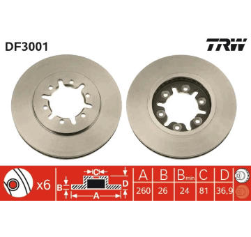 Brzdový kotouč TRW DF3001