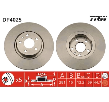 Brzdový kotúč TRW DF4025