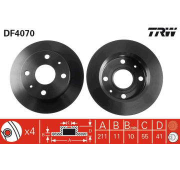 Brzdový kotouč TRW DF4070