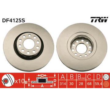 Brzdový kotouč TRW DF4125S