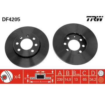 Brzdový kotouč TRW DF4205